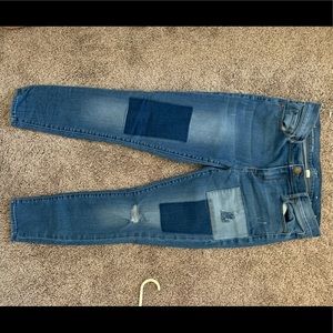 loft patchwork skinny jeans Size 4
